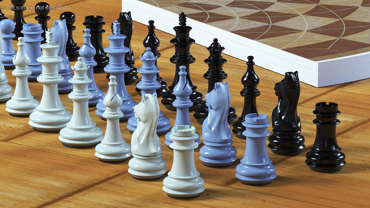 Three Player Chess Set Folded 3D model