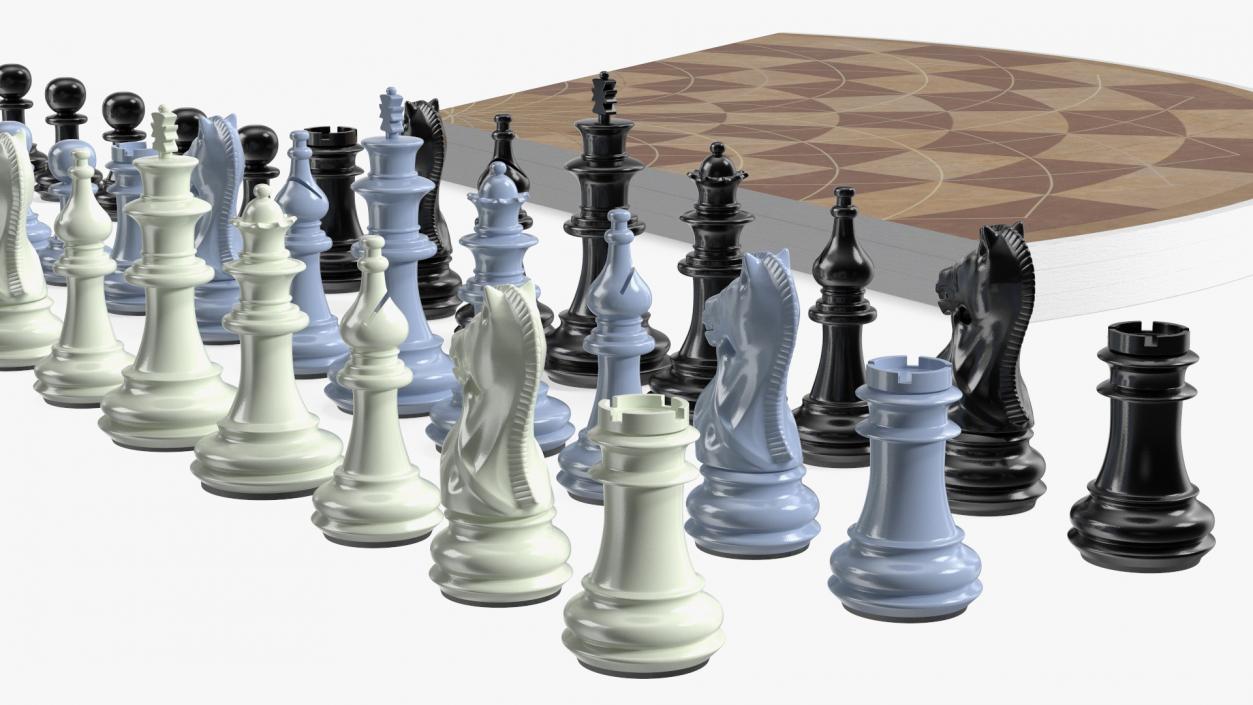 Three Player Chess Set Folded 3D model