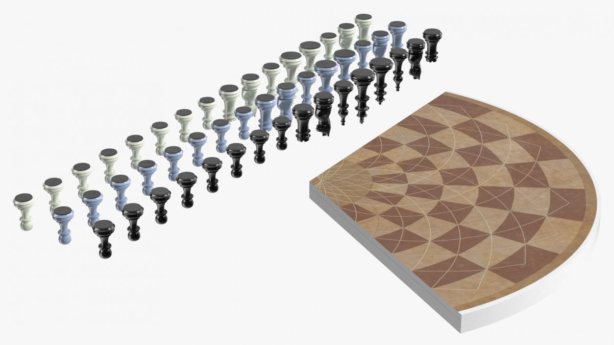 Three Player Chess Set Folded 3D model