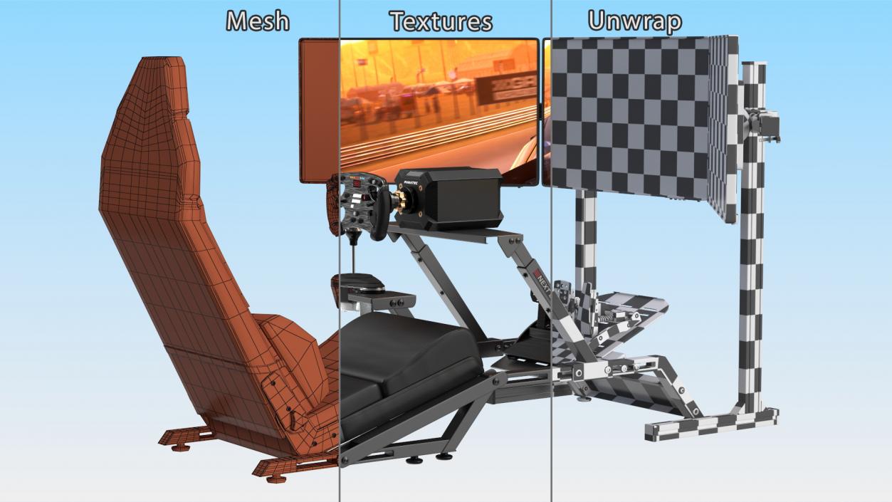 3D F-GT Racing Simulator Cockpit F1 with 3 Monitors model