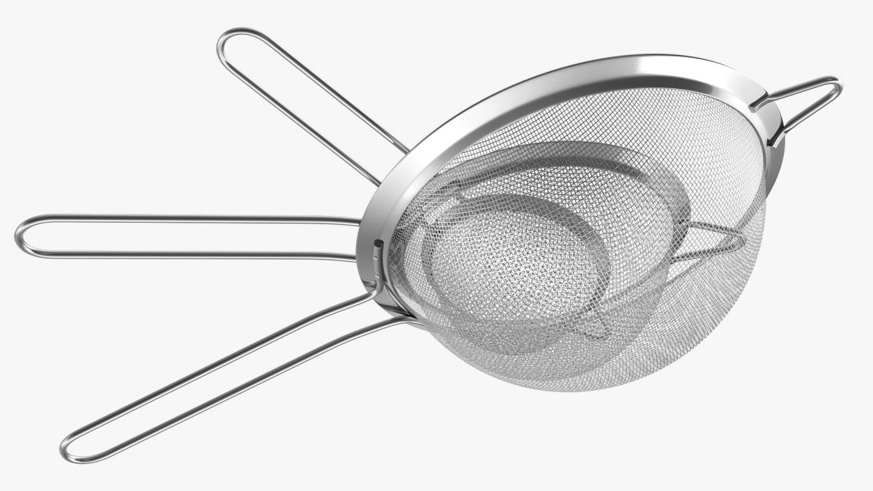 Stainless Steel Kitchen Strainers Set 3D