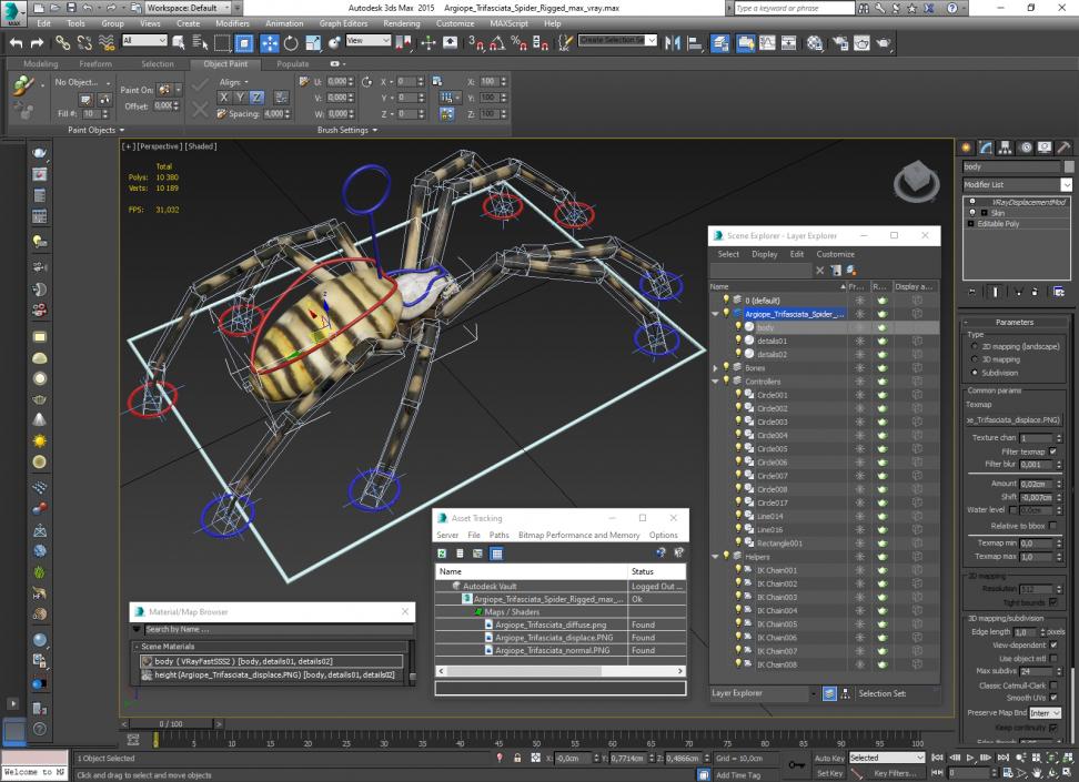 Argiope Trifasciata Spider Rigged for Cinema 4D 3D