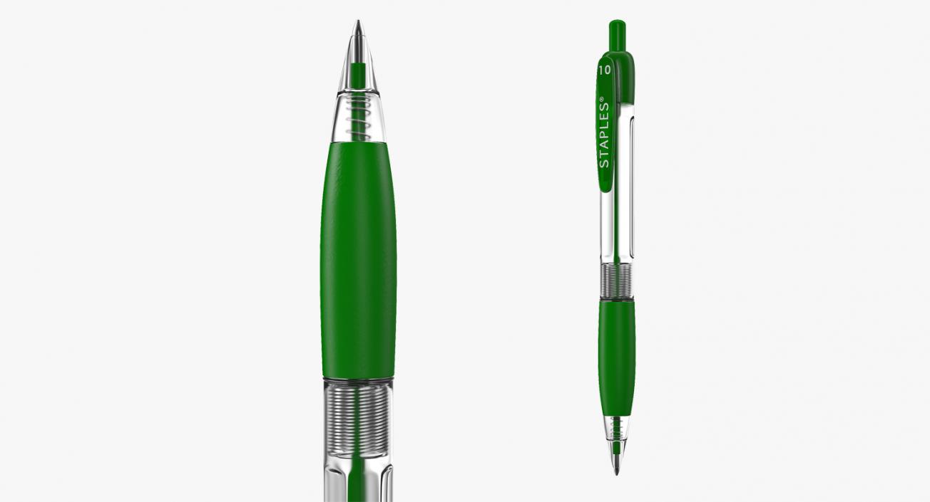 3D Retractable Ballpoint Pen Green