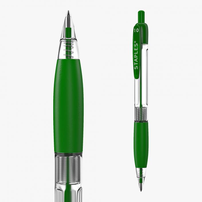 3D Retractable Ballpoint Pen Green