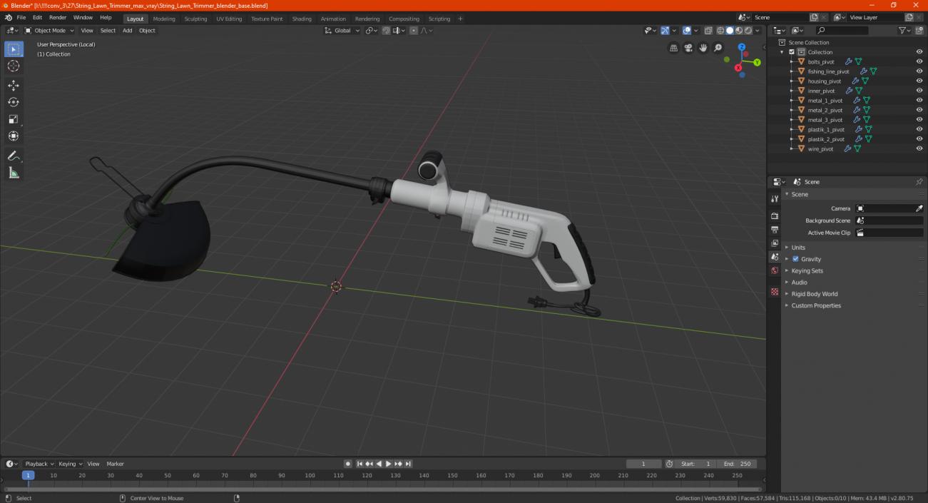 String Lawn Trimmer 3D model