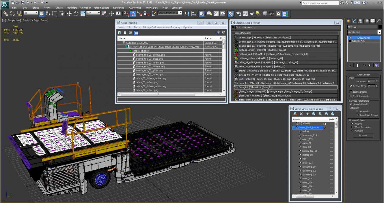 Aircraft Ground Support Lower Deck Loader Generic 3D model