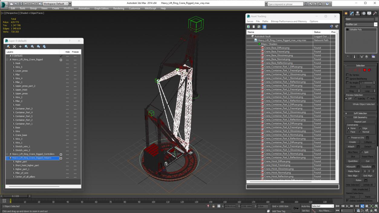 3D Heavy Lift Ring Crane Rigged model