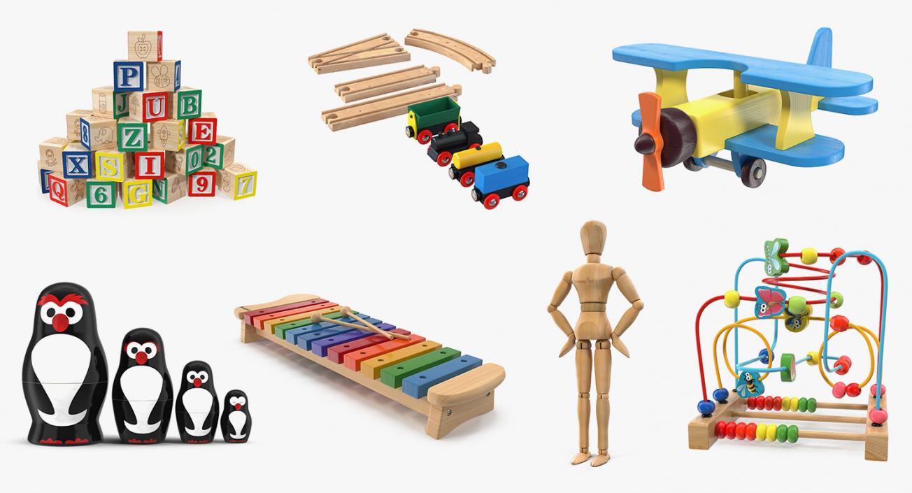 Wooden Toys 3D Models Collection 3D