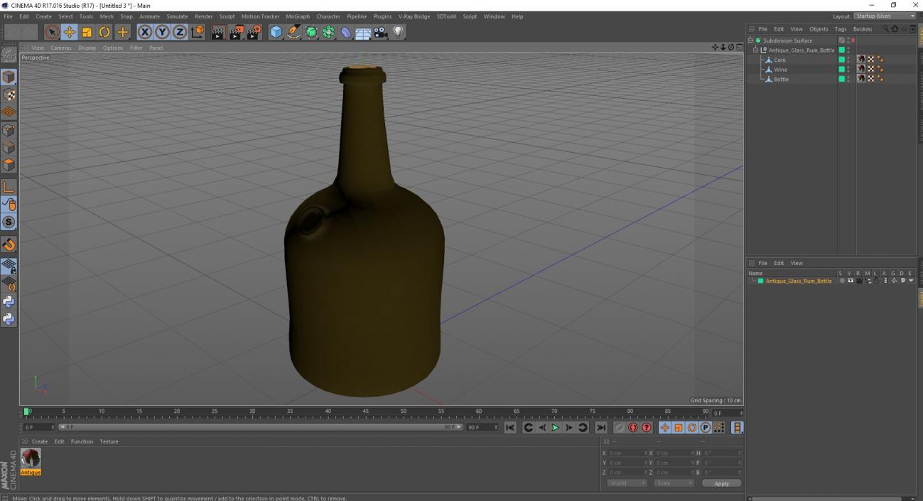 Antique Glass Rum Bottle 3D model