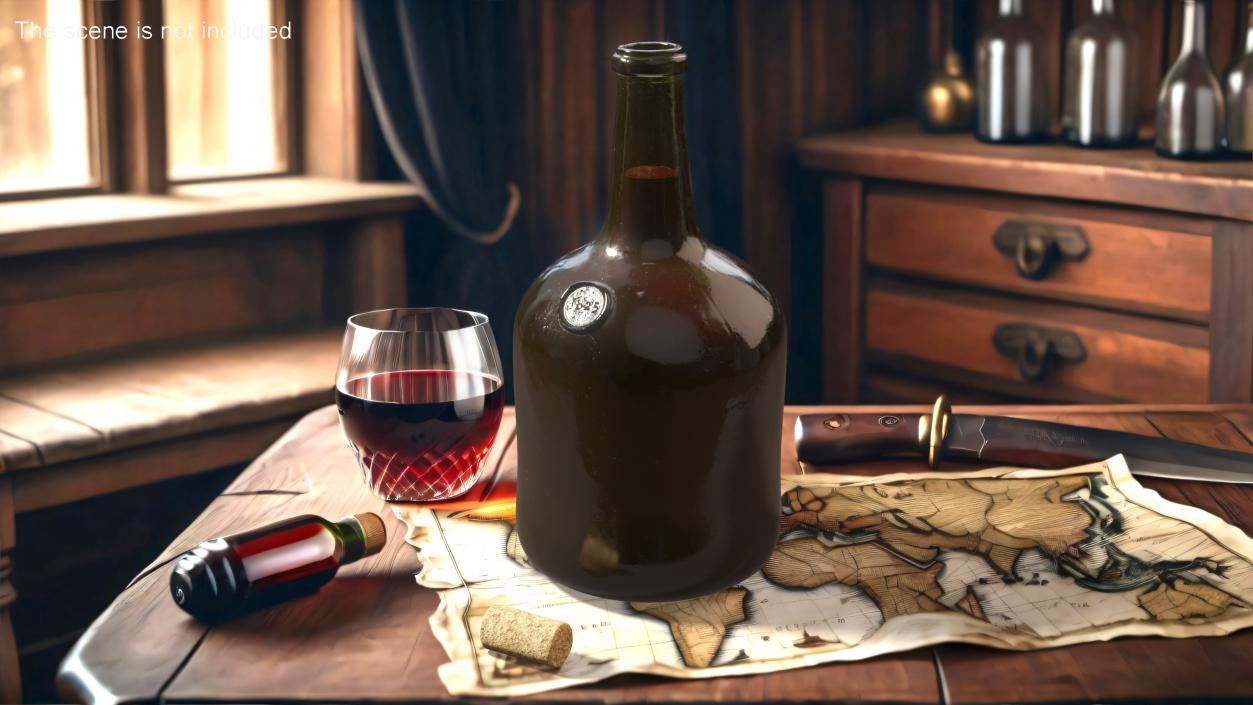 Antique Glass Rum Bottle 3D model