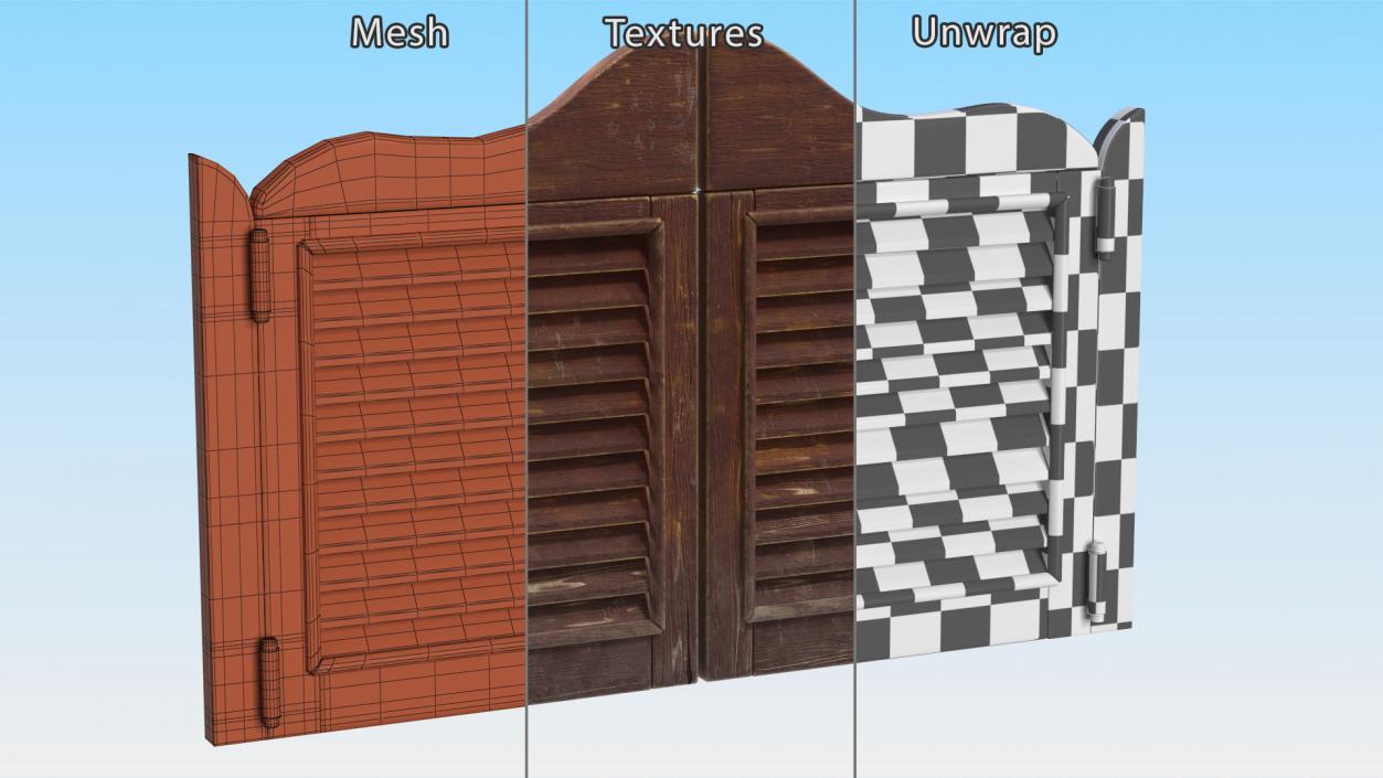 3D Bleached Wood Saloon Doors