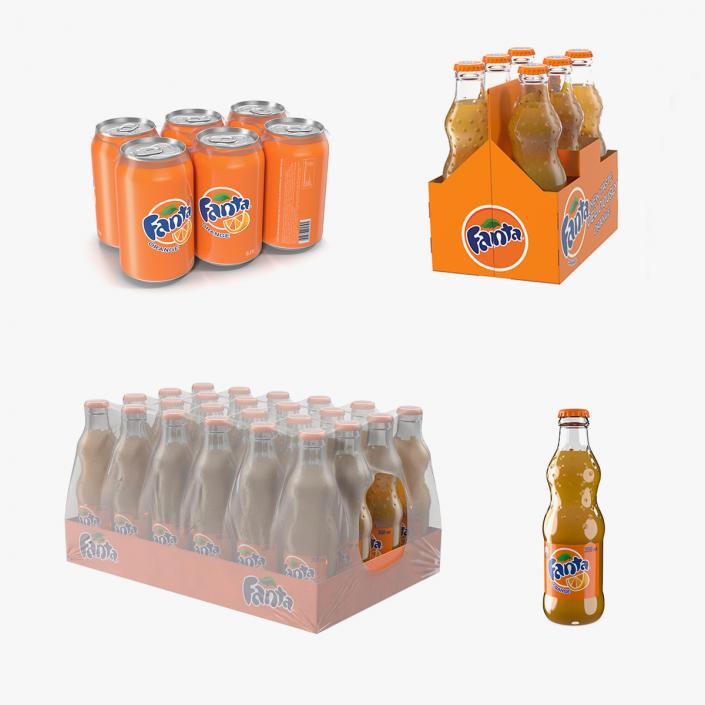 Fanta Bottles and Packages Collection 3D