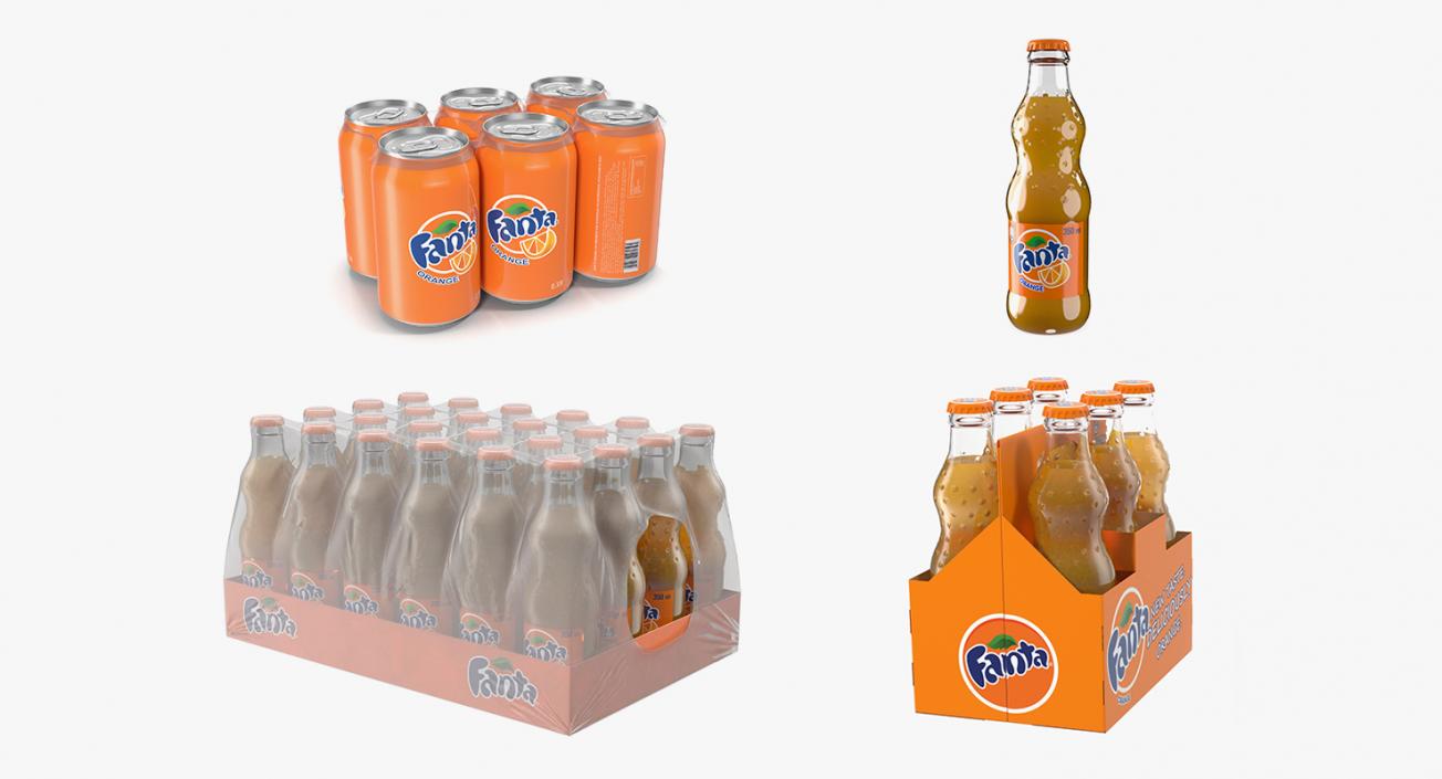 Fanta Bottles and Packages Collection 3D