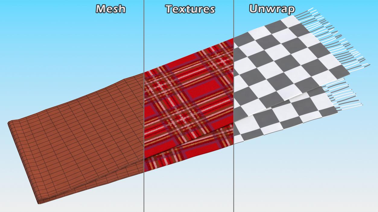 Red Scarf Folded in Half 3D model