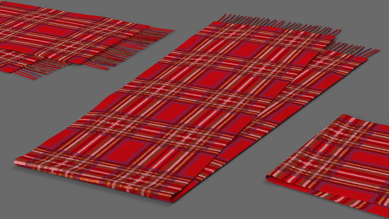 Red Scarf Folded in Half 3D model