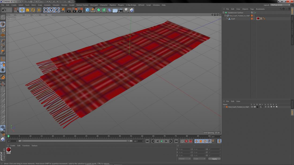 Red Scarf Folded in Half 3D model