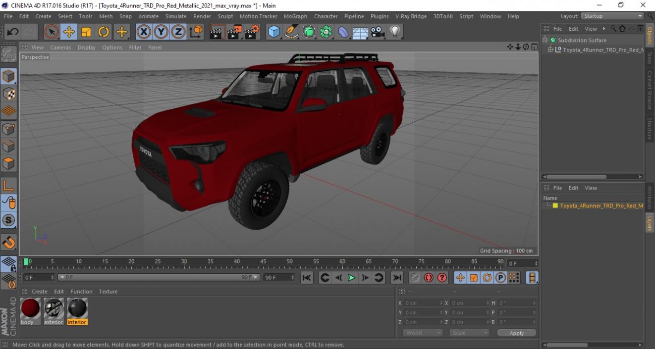 3D model Toyota 4Runner TRD Pro Red Metallic 2021