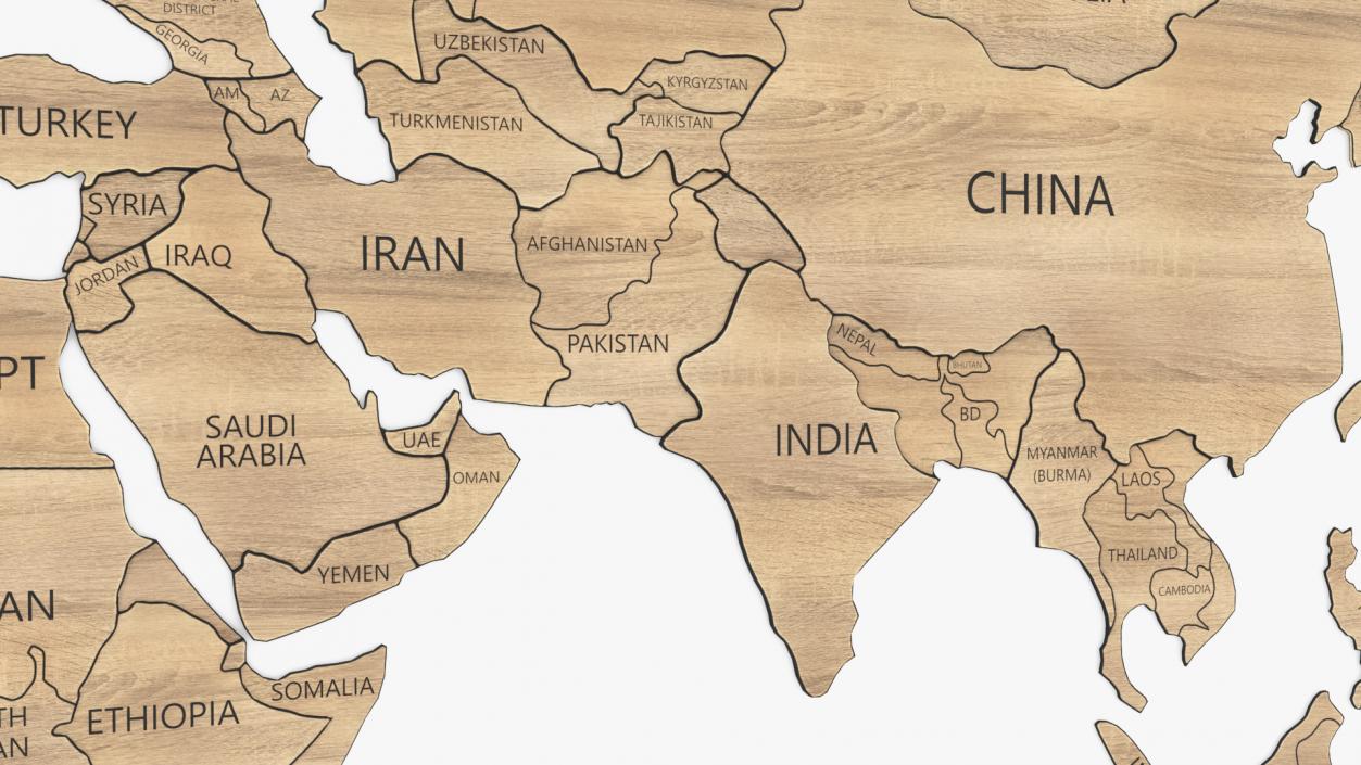 3D Wooden Wall World Map