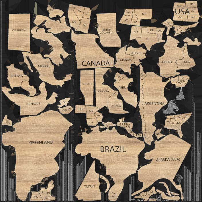 3D Wooden Wall World Map