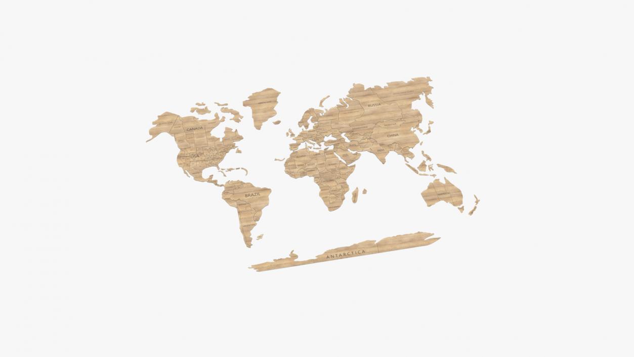 3D Wooden Wall World Map