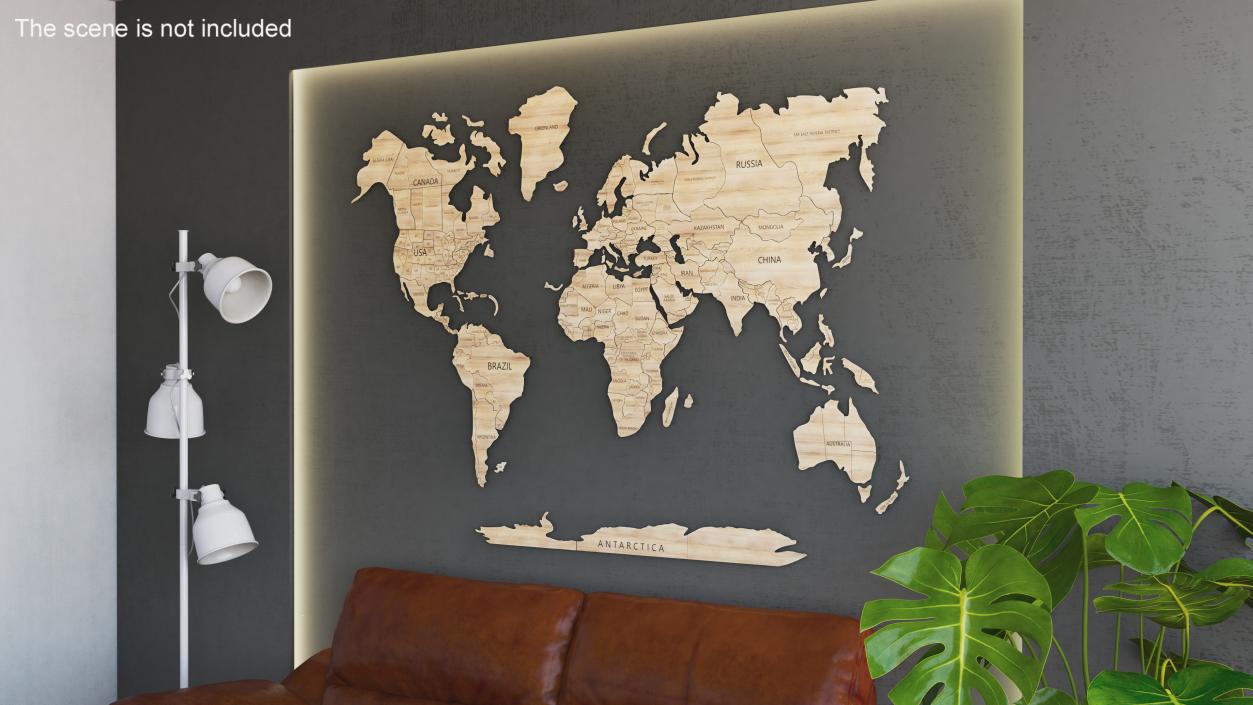 3D Wooden Wall World Map