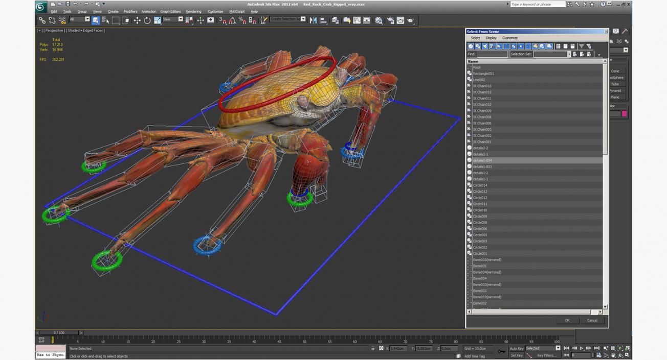 3D model Red Rock Crab Rigged