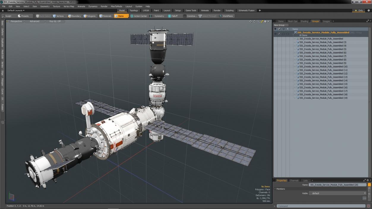 3D ISS Zvezda Service Module Fully Assembled