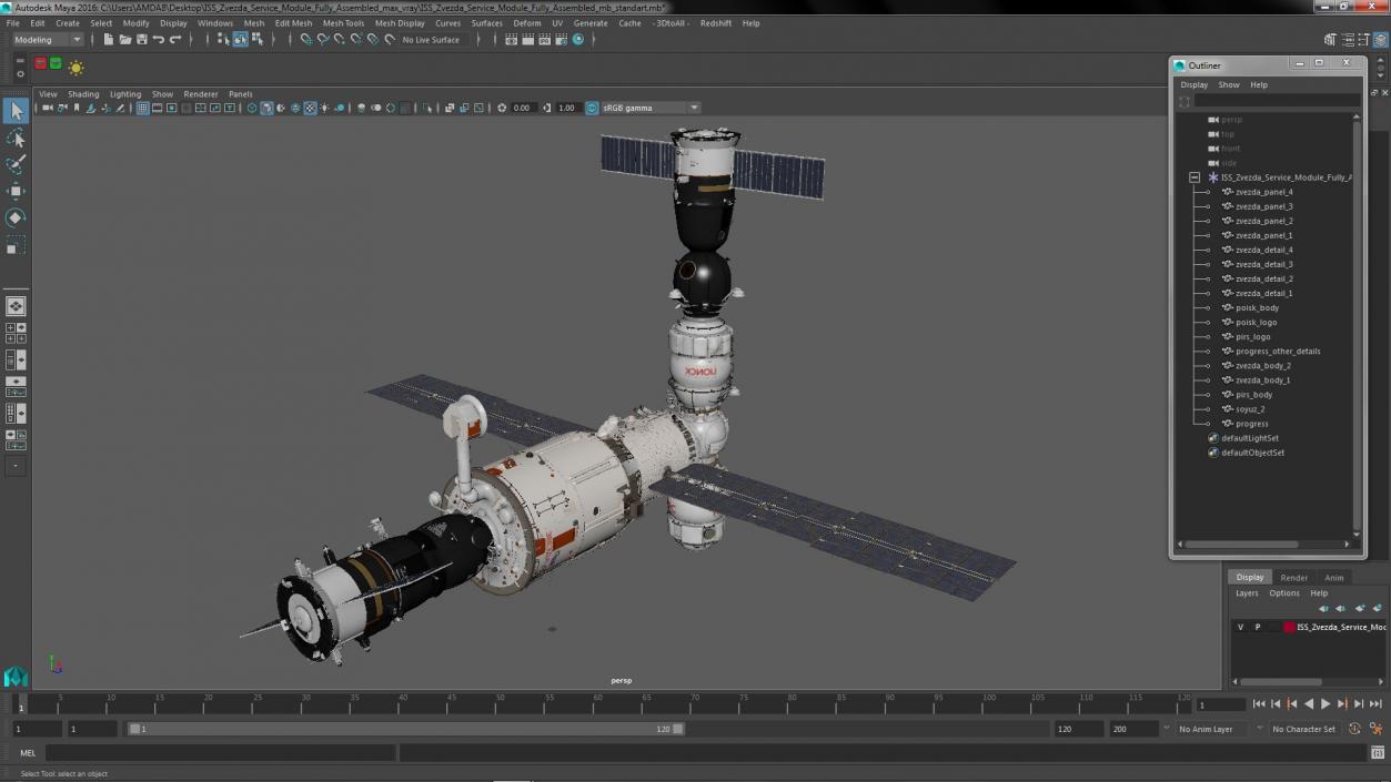 3D ISS Zvezda Service Module Fully Assembled