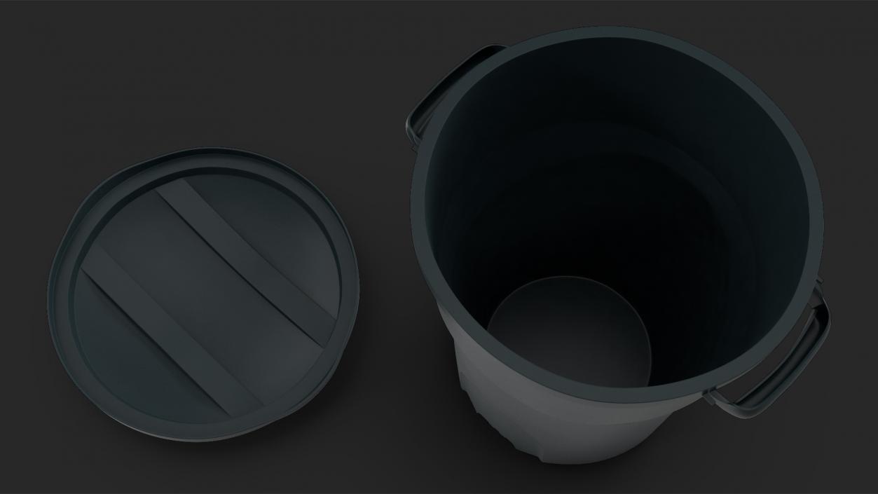 Black Round Rubbermaid Trash Can 3D