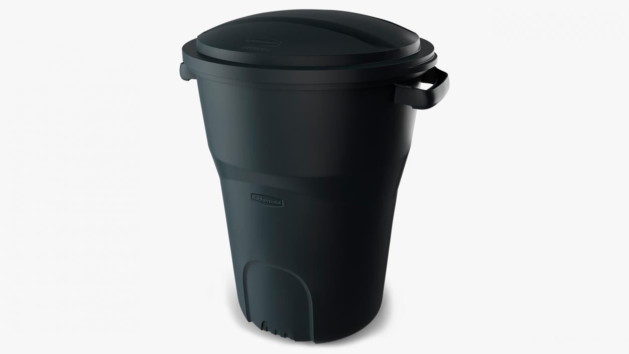 Black Round Rubbermaid Trash Can 3D