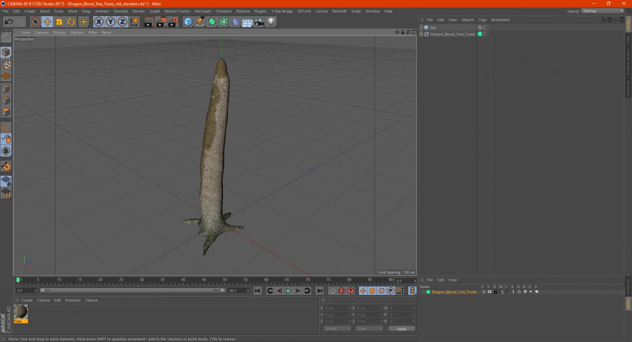 3D Dragon Blood Tree Trunk model