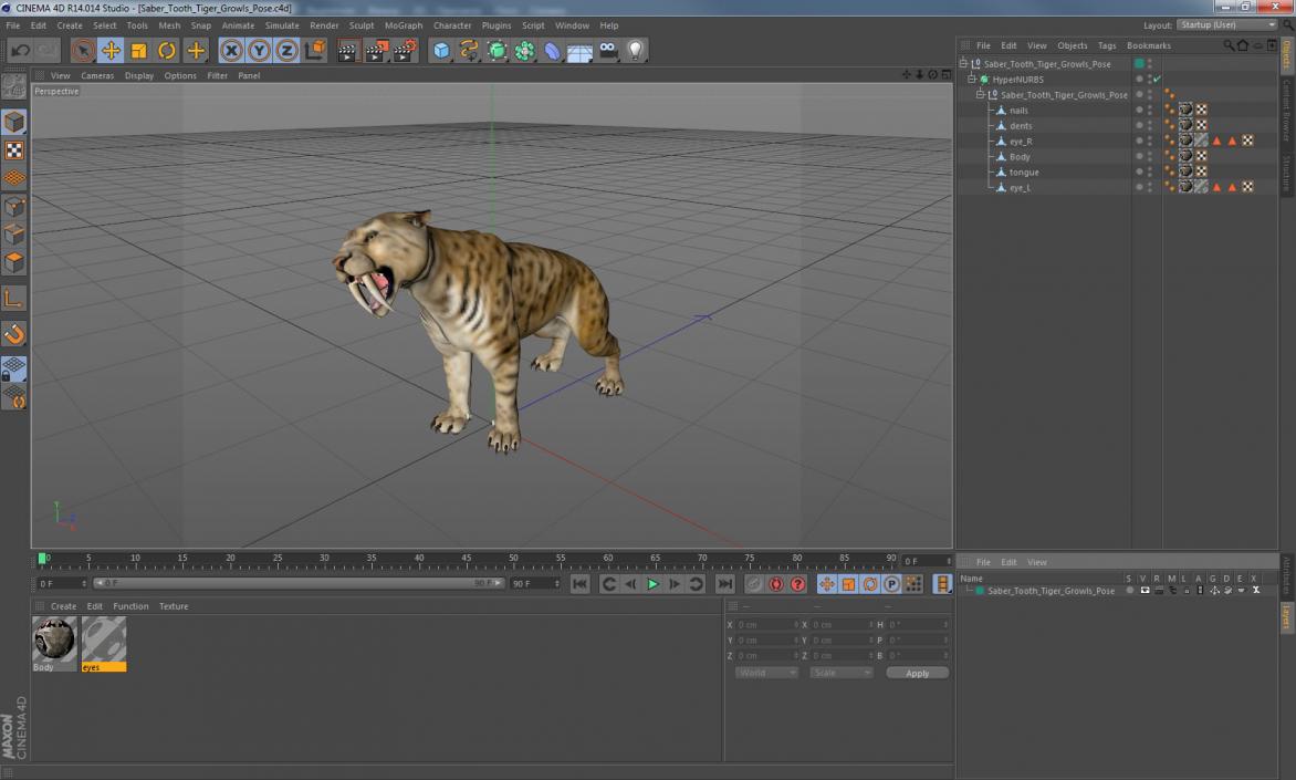 Saber Tooth Tiger Growls Pose 3D model