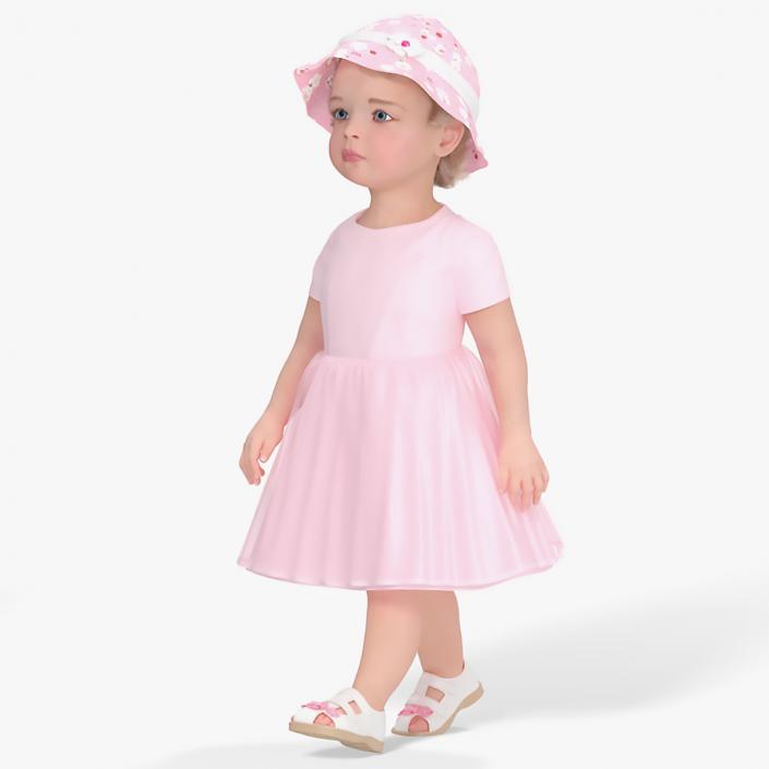 Little Girl Everyday Summer Dress Fur Rigged 3D model