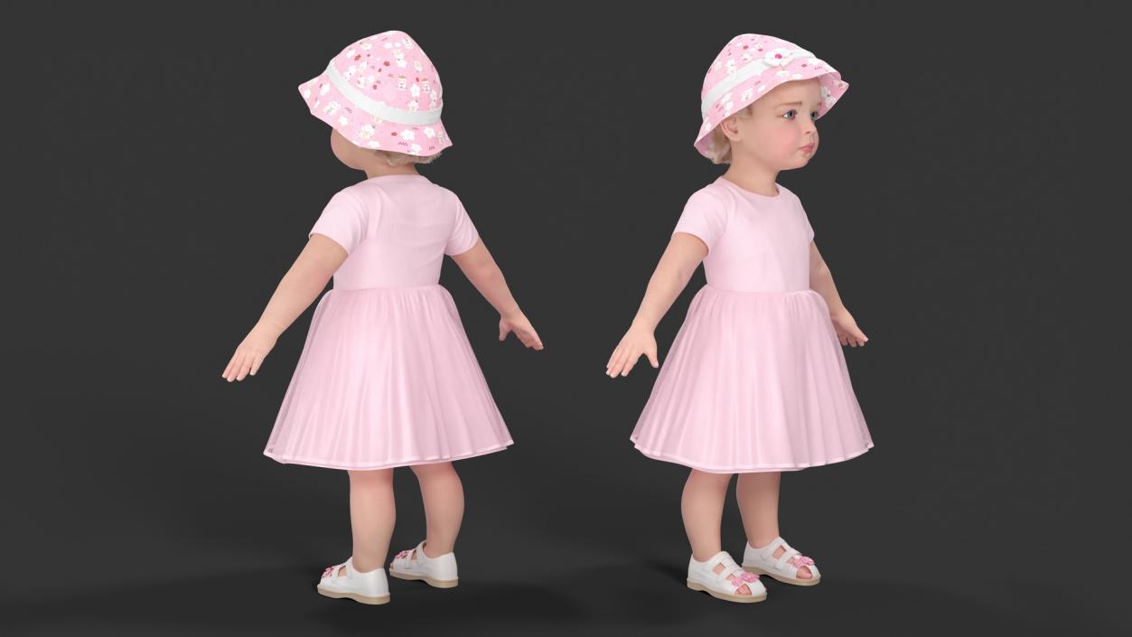 Little Girl Everyday Summer Dress Fur Rigged 3D model