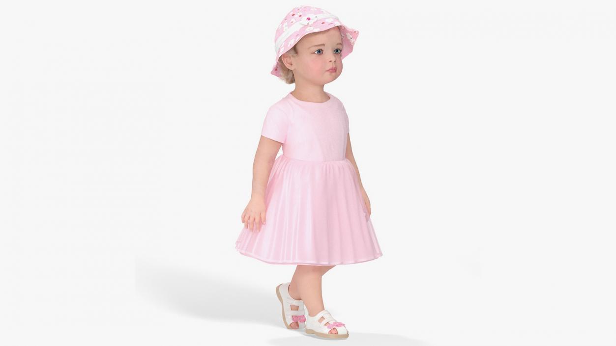 Little Girl Everyday Summer Dress Fur Rigged 3D model