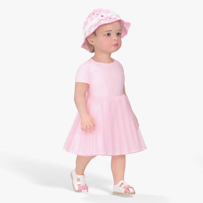 Little Girl Everyday Summer Dress Fur Rigged 3D model