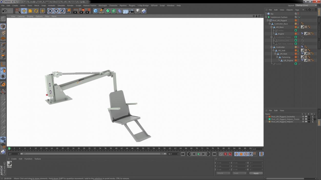 3D model Pool Lift Rigged for Cinema 4D