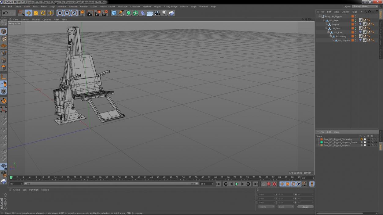 3D model Pool Lift Rigged for Cinema 4D