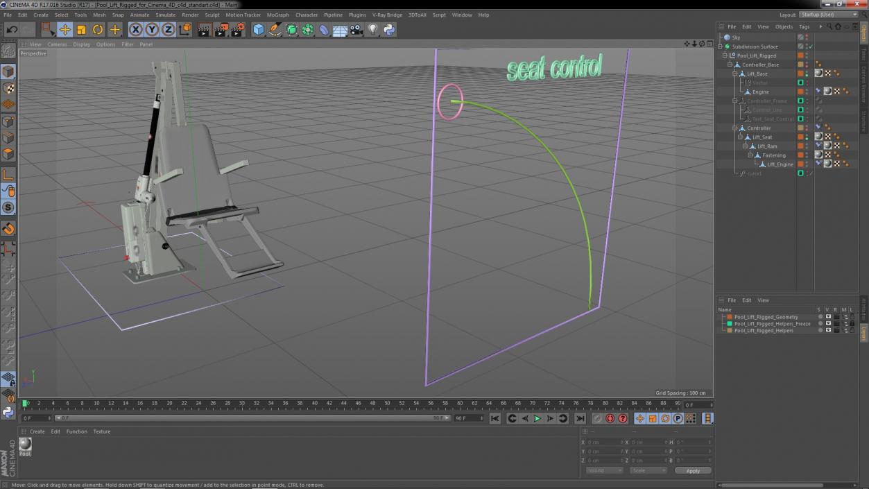 3D model Pool Lift Rigged for Cinema 4D