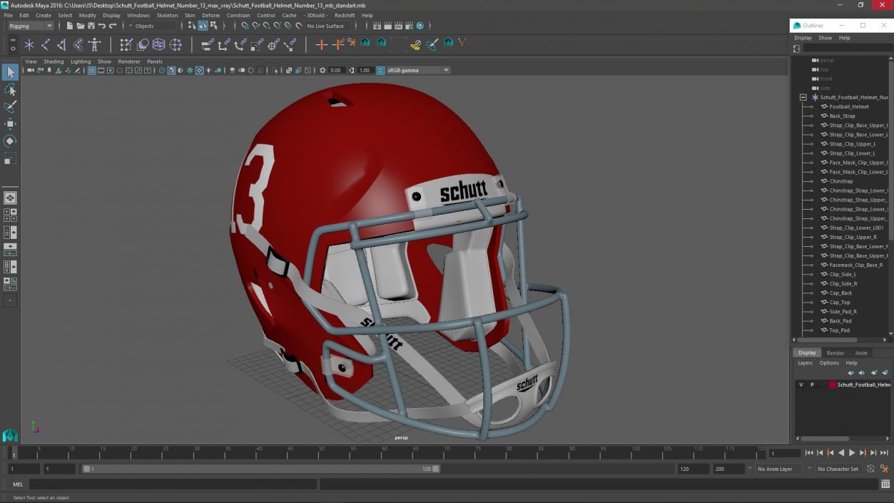 Schutt Football Helmet Number 13 3D