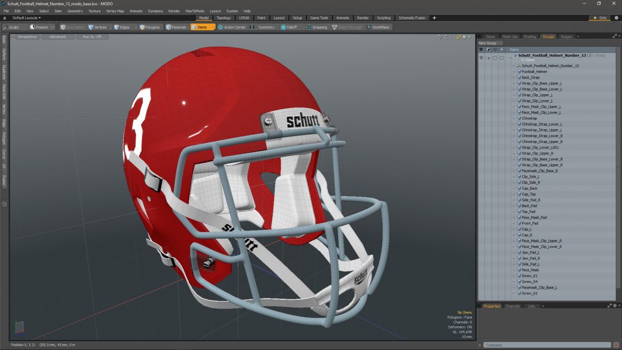 Schutt Football Helmet Number 13 3D