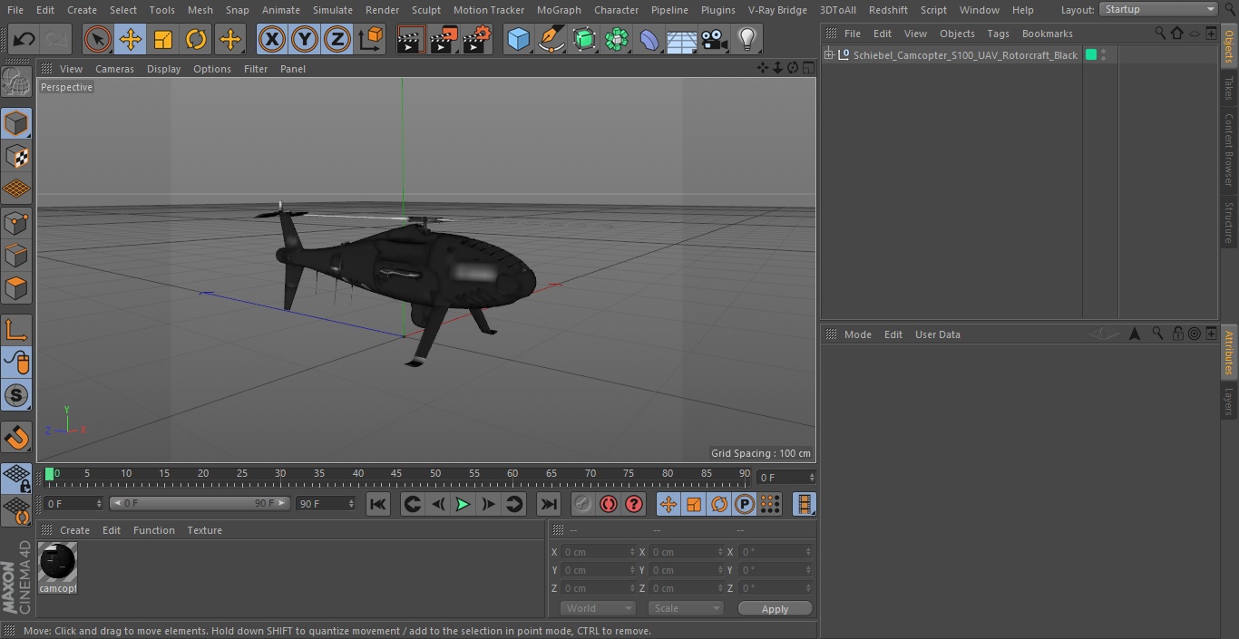 Schiebel Camcopter S100 UAV Rotorcraft Black 3D model