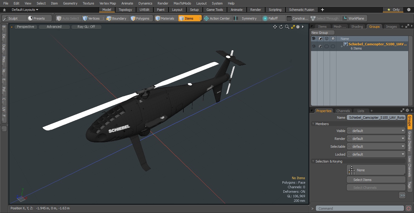 Schiebel Camcopter S100 UAV Rotorcraft Black 3D model