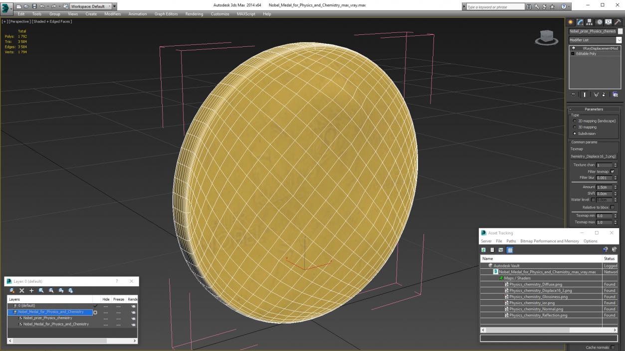 Nobel Medal for Physics and Chemistry 3D