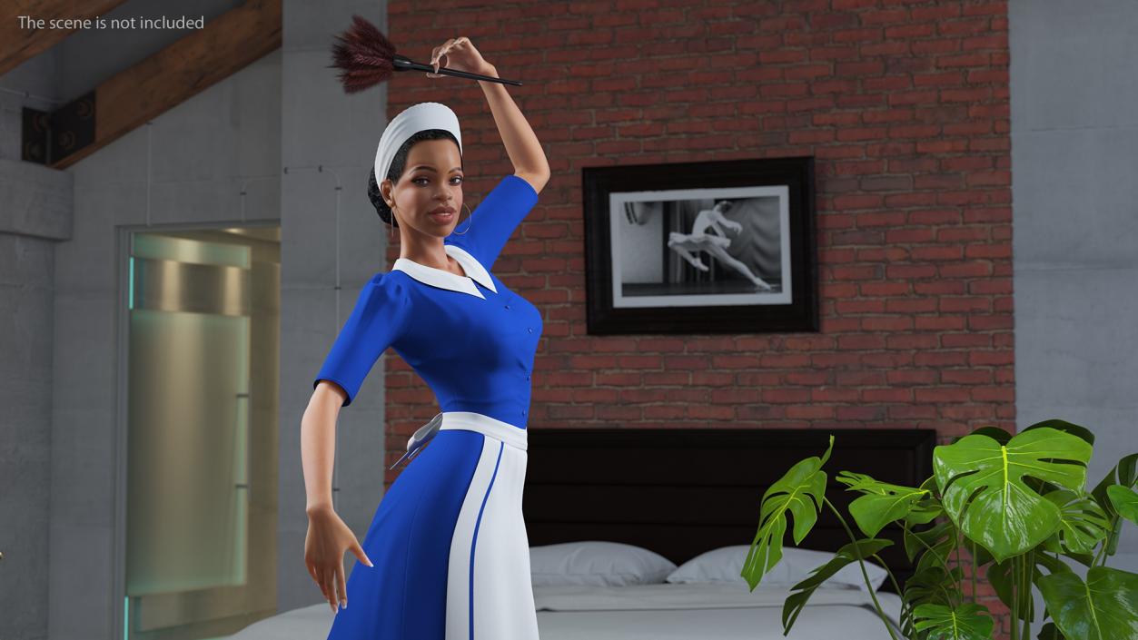 3D Light Skin Black Maid Rigged model