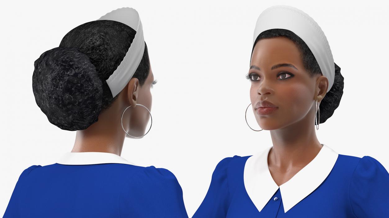 3D Light Skin Black Maid Rigged model