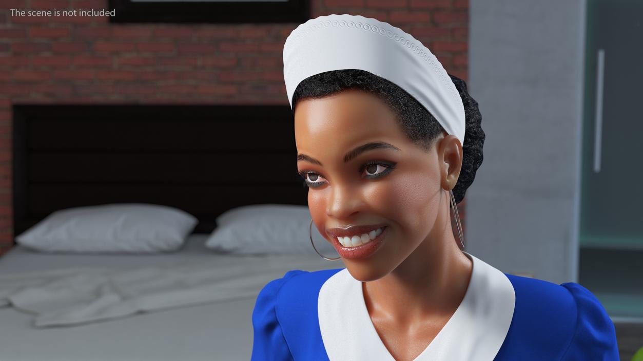 3D Light Skin Black Maid Rigged model