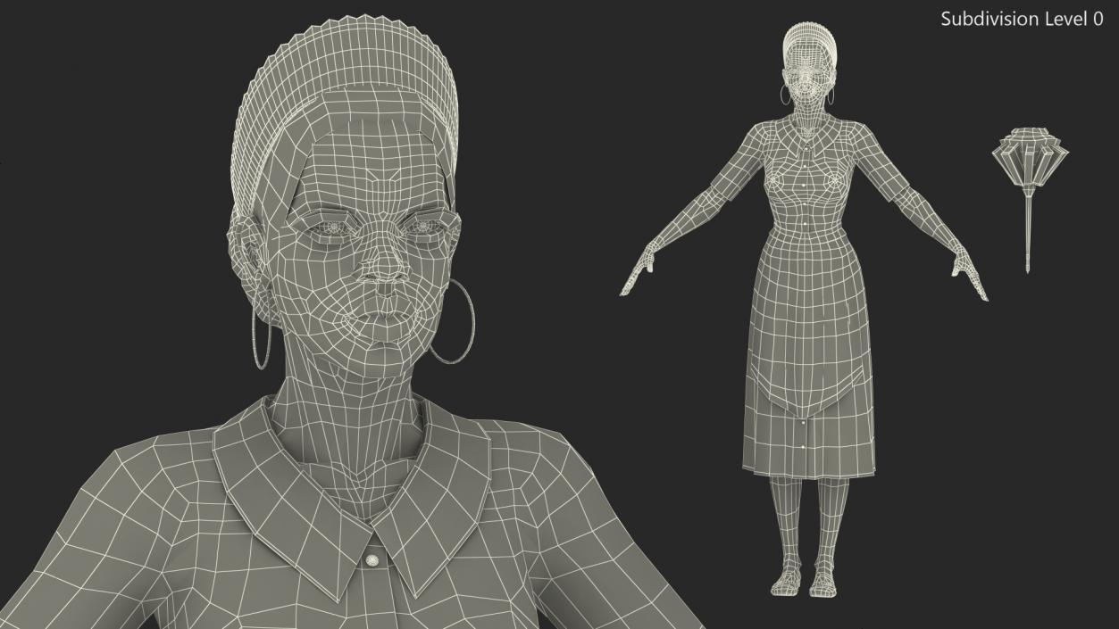 3D Light Skin Black Maid Rigged model