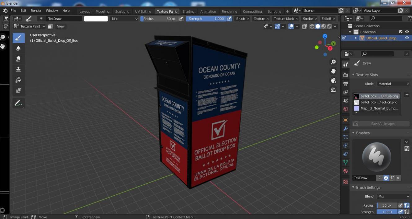 3D Official Ballot Drop Off Box model