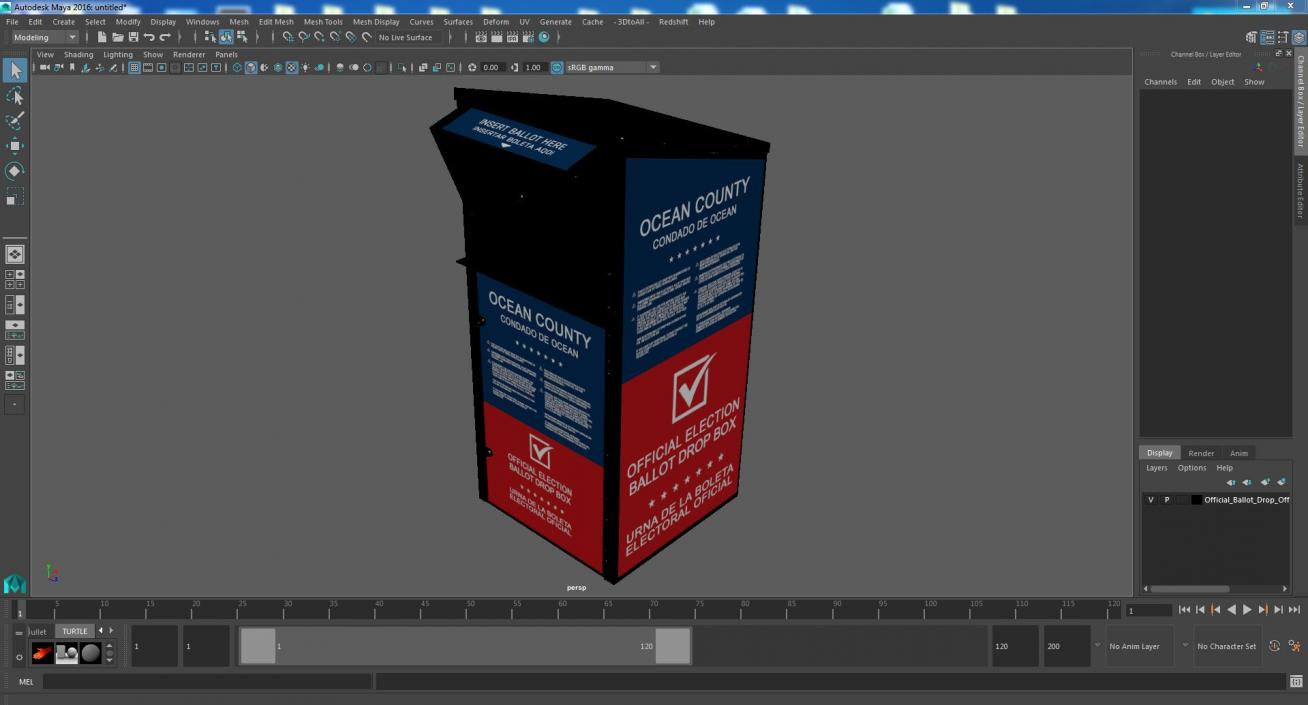 3D Official Ballot Drop Off Box model